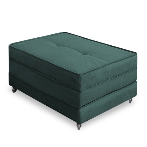 Pufe Cama Solteiro Dobrável com Rodízios Zari Decor - Suede Verde Militar
