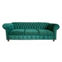 Ver imagem 1 de Dois Sofás Chesterfield Luiz XV 2,30cm Suede Verde Musgo sala de estar/recepção/ barbearia