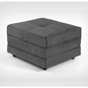 Puff Cama Dobrável 70cm Slim Com Almofada - Suede Cinza Chumbo