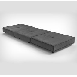 Pufe Cama Dobrável 70cm Slim com Almofada - Suede Cinza Chumbo - 2
