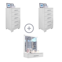 Ver imagem 6 de Penteadeira Camarim Moderna Modulada 11 Gavetas com Espelho:branco