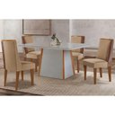 Ver imagem 1 de Conjunto Sala de Jantar Tilia C/ Tampo Madeirado C/ Vidro Canto Curvo 120x80cm e 4 Cadeiras Tilia