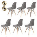 Ver imagem 1 de Kit com 6 Cadeiras Eames Cinza - Base Madeira Natural