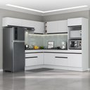 Ver imagem 1 de Armário de Cozinha Completa de Canto com Rodapé Veneza Multimóveis MP2105.964 Branco/Preto