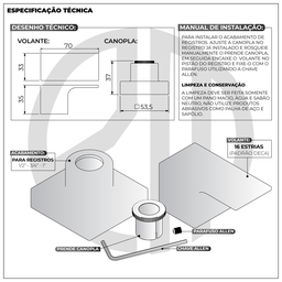Kit 2 Acabamento para Chuveiro Quadrado Alavanca Dourado Brilhante Banheiro Padrão Deca - 7