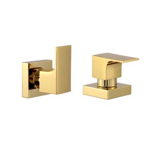 Kit 2 Acabamento para Chuveiro Quadrado Alavanca Dourado Brilhante Banheiro Padrão Deca