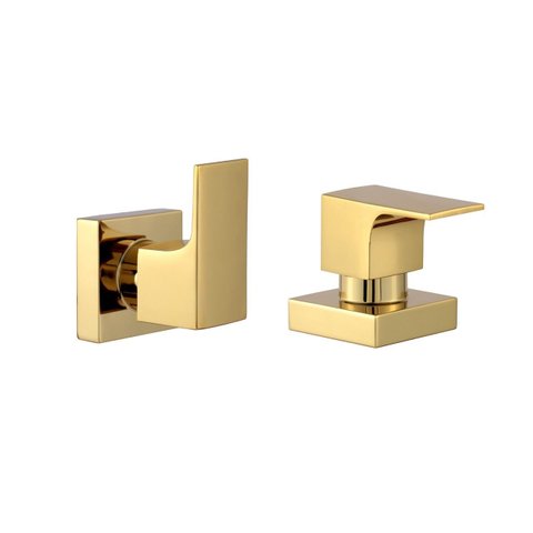 Kit 2 Acabamento para Chuveiro Quadrado Alavanca Dourado Brilhante Banheiro Padrão Deca