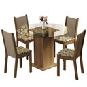 Ver imagem 2 de Conjunto Sala de Jantar Madesa Nanda Mesa Tampo Vidro Redondo 4 Cadeiras Rustic/Crema/Bege Marrom Co