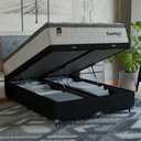 Ver imagem 1 de Cama Box Baú Casal Bipartido Colchão Comfort Class Pillowtop Branco/suede Preto