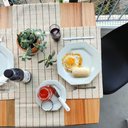 Ver imagem 1 de Kit Jogo Americano Grid Algodão Cru com Caminho de Mesa 7 Peças