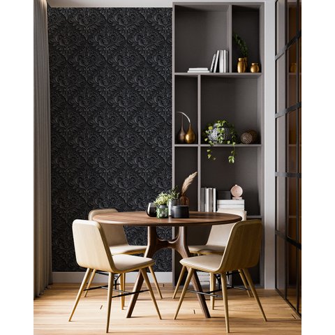 Papel de Parede Adesivo Azulejo Arabesco Preto 2,80m