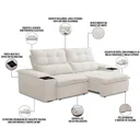 Ver imagem 3 de Sofá Retrátil Reclinável para Sala de Estar Living 210cm Ártico F04 Bouclê Off White - Lyam Decor