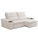 Ver imagem 2 de Sofá Retrátil Reclinável para Sala de Estar Living 210cm Ártico F04 Bouclê Off White - Lyam Decor