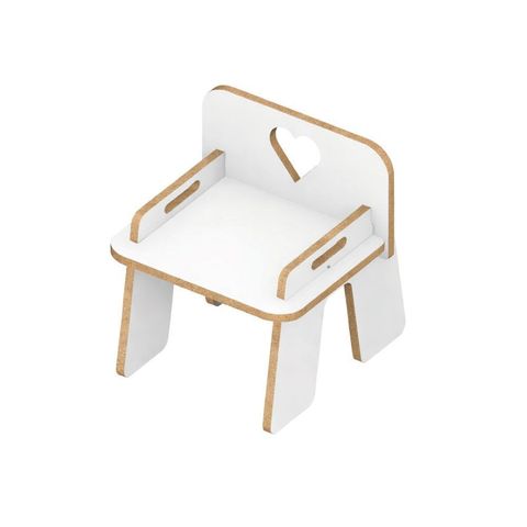Cadeira Infantil Mdf 15mm Premium com Encosto Coração:branco