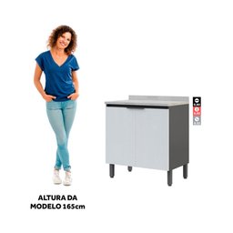 Balcão de Cozinha 80cm Barcelona Multimóveis Cr6163 Grafite/branco - 2