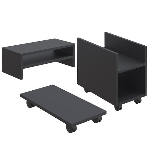 Kit Suporte Para Cpu Nobreak Guide Cyber e Suporte De Monitor Stand Lap L03 Preto - Lyam Decor Guide
