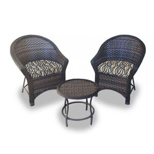 Conjunto de Poltronas Fibra Sintética Bali Promo - 2 Poltronas + 1 Mesa Centro - Tecido Corda Náutic