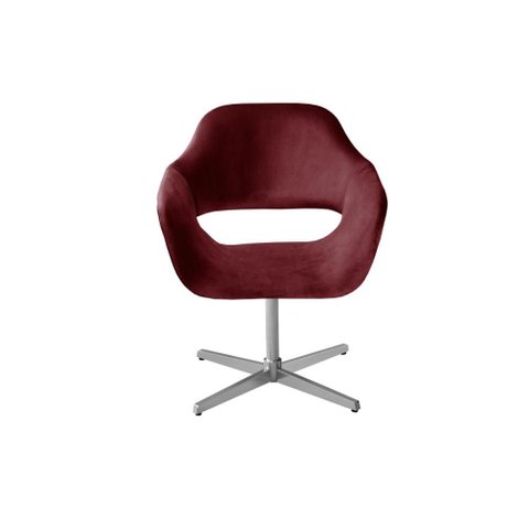 Poltrona Zara Base Giratória de Metal Cor:Suede Bordô 110