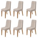 Ver imagem 1 de Kit 6 Cadeiras de Jantar Estofadas Luar Marrom Amendoa/Bege