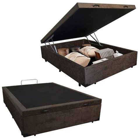 Cama Box Baú Viúva Suede Marrom Emth 128x188x40