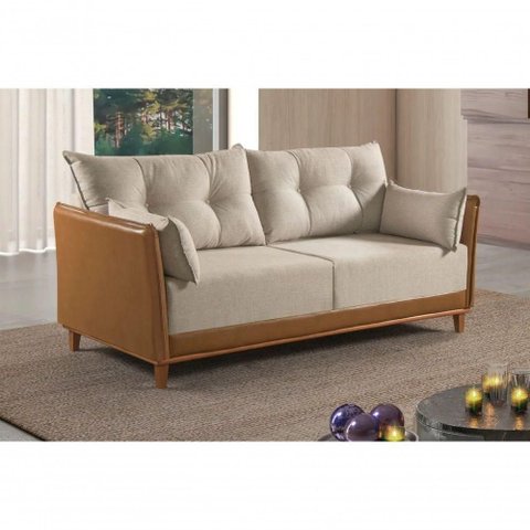 Sofa Fixo Living Miletto 1,60 em Linho e Corino