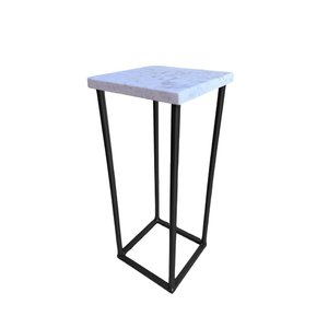 Mesa de Centro Quadrada em Mármore Paraná e Base de Ferro