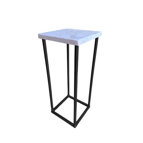 Mesa de Centro Quadrada em Mármore Paraná e Base de Ferro