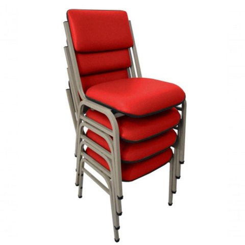 Kit com 4 Cadeiras para Auditórios Linha Hotel Smart Vermelho