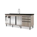 Ver imagem 1 de Gabinete Cozinha Mdf 1,74m Elegance com 8 Pés Pré-montado:barrique /espelhado