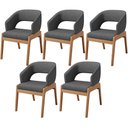 Ver imagem 1 de Kit 05 Cadeiras de Jantar e Estar Living Estofada Lince L02 Linho Cinza Escuro - Lyam Decor