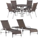Ver imagem 1 de Kit 2 Espreguiçadeiras Catar 2 Mesas e 4 Cadeiras Vênus para Piscina, Varanda Trama Original