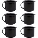 Ver imagem 1 de Jogo 6 Canecas Esmaltadas Pequenas Pretas Com Alças 90ml Xícaras Ágata Para Café