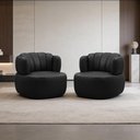 Ver imagem 2 de Kit 02 Poltronas Giratória Orgânica para Sala Living Oceane L06 Couro Preto - Lyam Decor