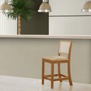 Ver imagem 2 de Banqueta Alta Luxo em Tela Sextavada Assento Estofado Linho Bege Rubi Madeira Maciça Mel