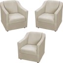 Ver imagem 1 de Kit 3 Poltronas Mila Pé de Plástico Cromado - Bege Suede