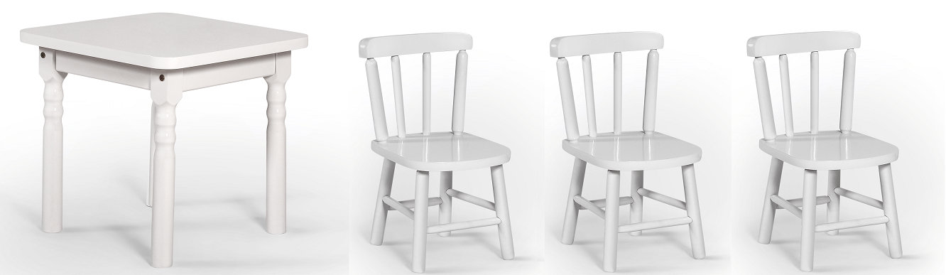 Conjunto Infantil 60x60 Com 3 Cadeiras - Branca - JM Móveis - 1
