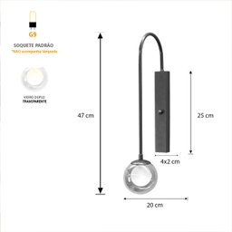 Kit 2 Arandela Parede Globo Duplo Vidro Retangular Champagne - 7
