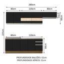 Ver imagem 4 de Armário de Cozinha Completa 280cm Rustic/Preto Marcela Madesa 03