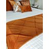 Peseira Drapeada Veludo Luxo 2,90x0,50m Dupla Face cama king Terracota - 2