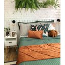 Ver imagem 3 de Peseira Drapeada Veludo Luxo 2,90x0,50m Dupla Face cama king Terracota