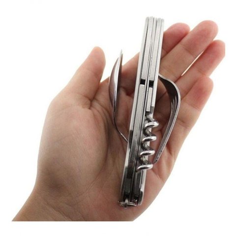 Kit Talher Canivete Multifuncional Dobrável Prático Camping