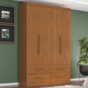 Ver imagem 2 de Guarda Roupa Solteiro 4 Portas 4 Gavetas Mari 154x231 cm Cinamomo Zanz
