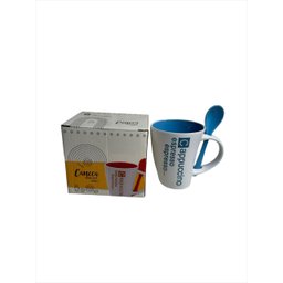 Kit Xicara e Colher Caneca Luxo Cafe Cappuccino Luxo 325ml - 2