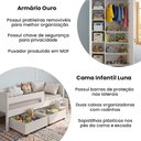 Ver imagem 2 de Conjunto Cama Luna Plus + Armário Multiuso Ouro 2 Portas Off Branco com Design Moderno e Funcional
