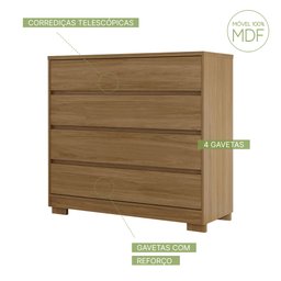 Cômoda Quarto 04 Gavetas Miray Camaru - Robel Móveis - 2