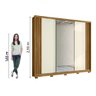 Guarda Roupa Arizona 260cm 3 Portas com Espelho Freijó Off White Moval - 4