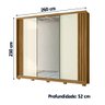 Guarda Roupa Arizona 260cm 3 Portas com Espelho Freijó Off White Moval - 5