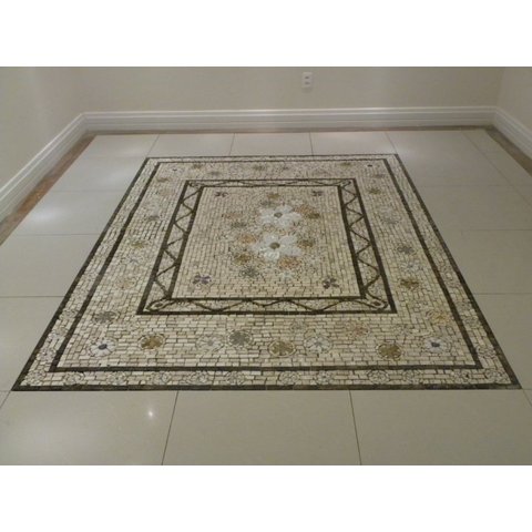 Piso em Mosaico Floral Personallizado para o Hall 120x180cm