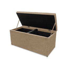 Kit Cabeceira e Calçadeira Baú Dunas Queen 160 Cm - Veludo Bege Escuro - 4