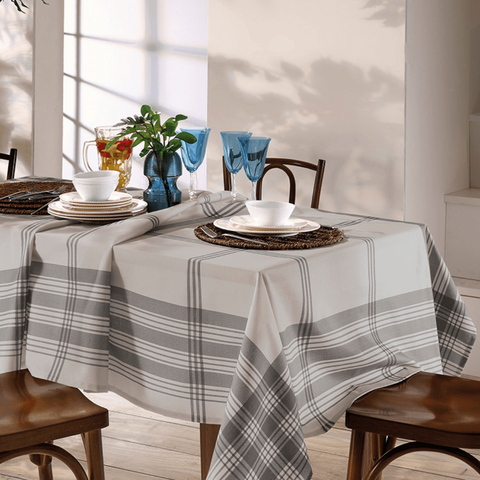 Toalha de Mesa Retangular Döhler Clean Luna Cinza 6 Lugares